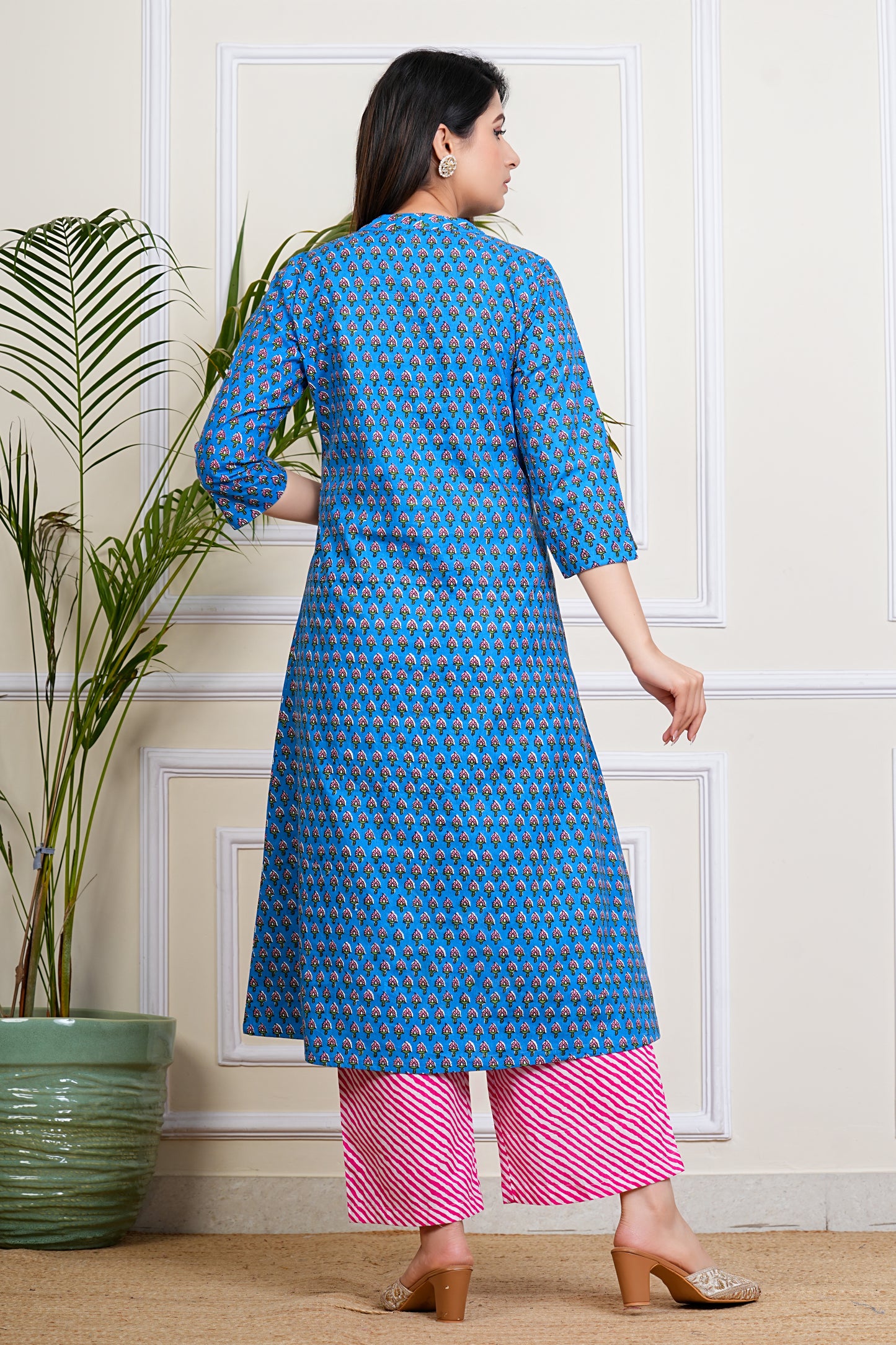 Blue Blossom Cotton Kurta Set