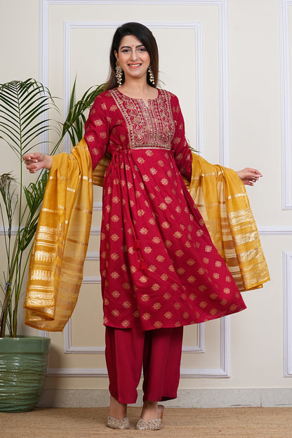 Crimson Elegance Kurta Set