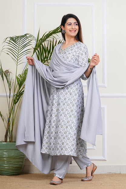 Elegant White-Green Kurta Set