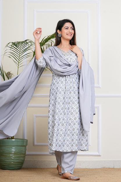 Elegant White-Green Kurta Set