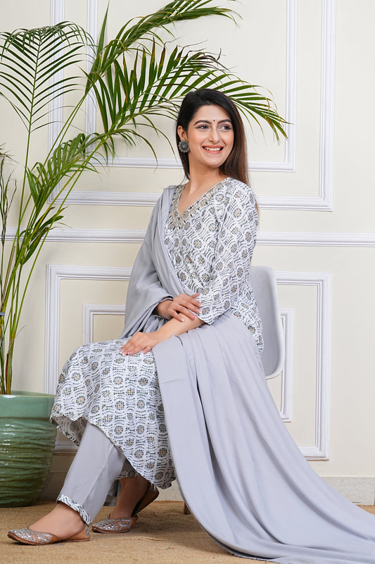 Elegant White-Green Kurta Set