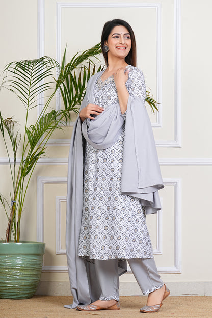 Elegant White-Black Kurta Set