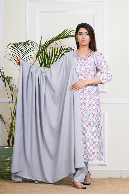 Elegant White-Pink Kurta Set