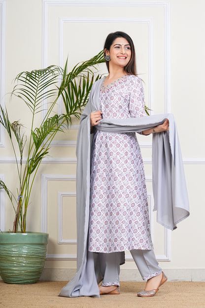 Elegant White-Pink Kurta Set