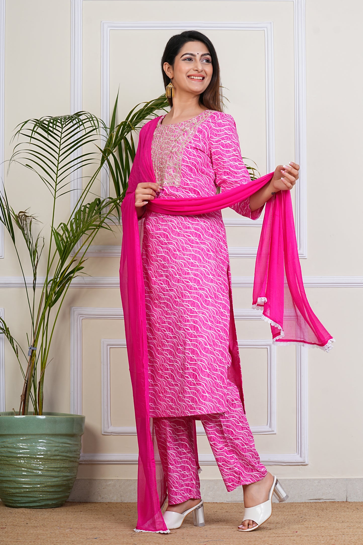 Pink Ripple Kurta Set