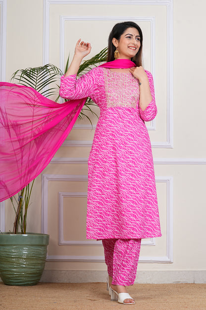 Pink Ripple Kurta Set