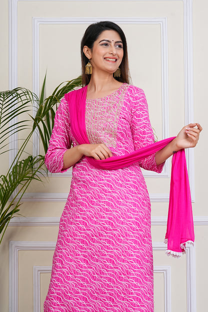 Pink Ripple Kurta Set