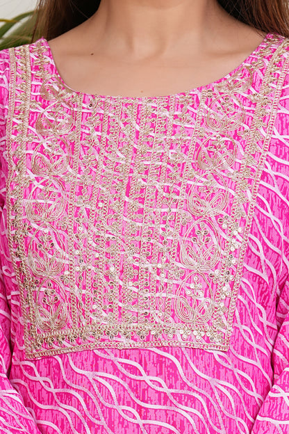 Pink Ripple Kurta Set