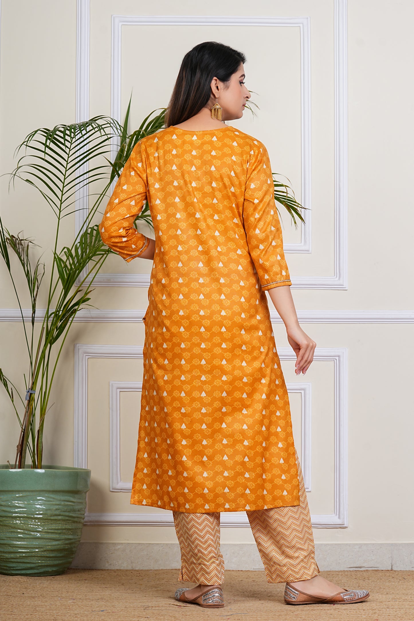 Charming Mustard Printed Kurta Set