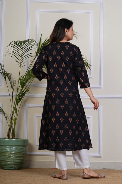 Midnight Blossom Kurta Set