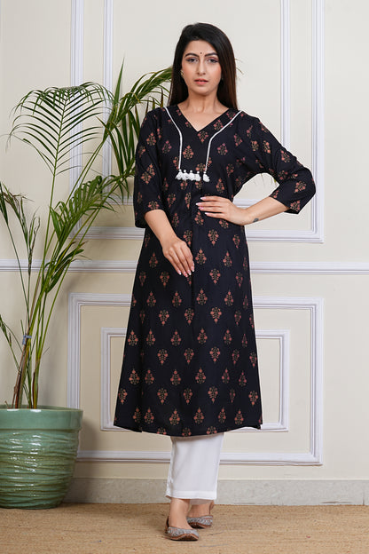 Midnight Blossom Kurta Set