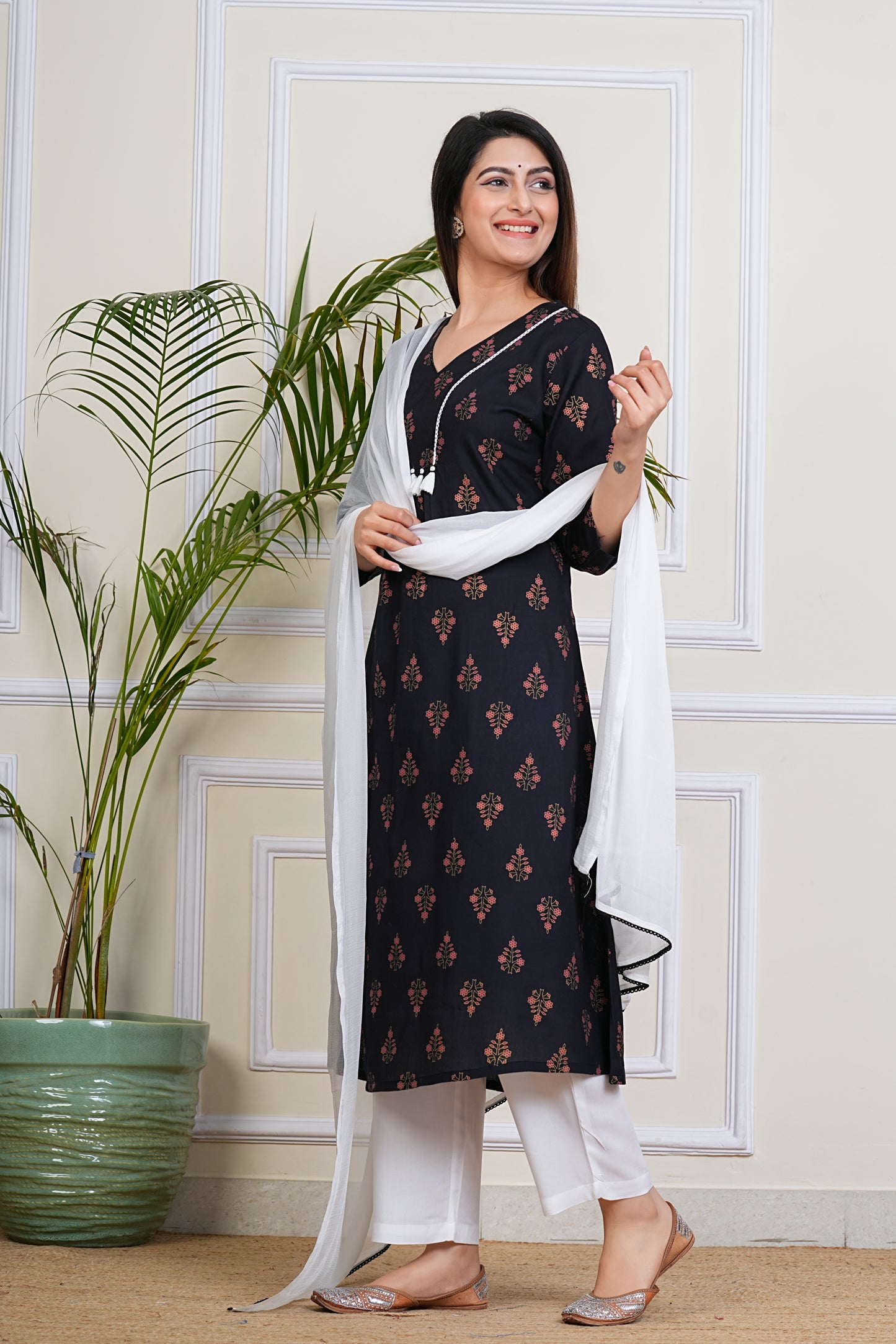 Midnight Blossom Kurta Set