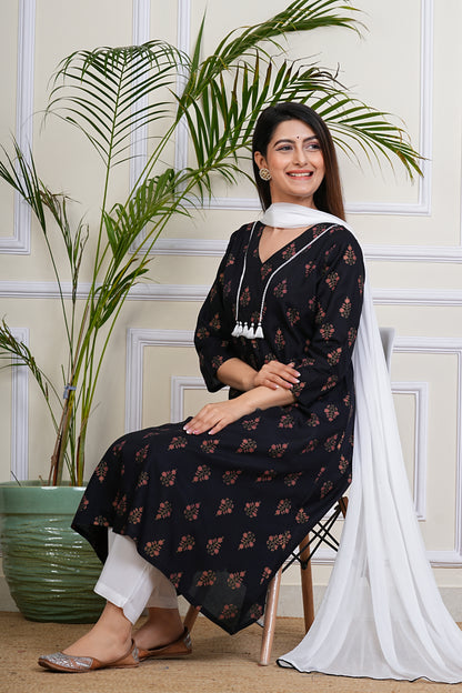 Midnight Blossom Kurta Set