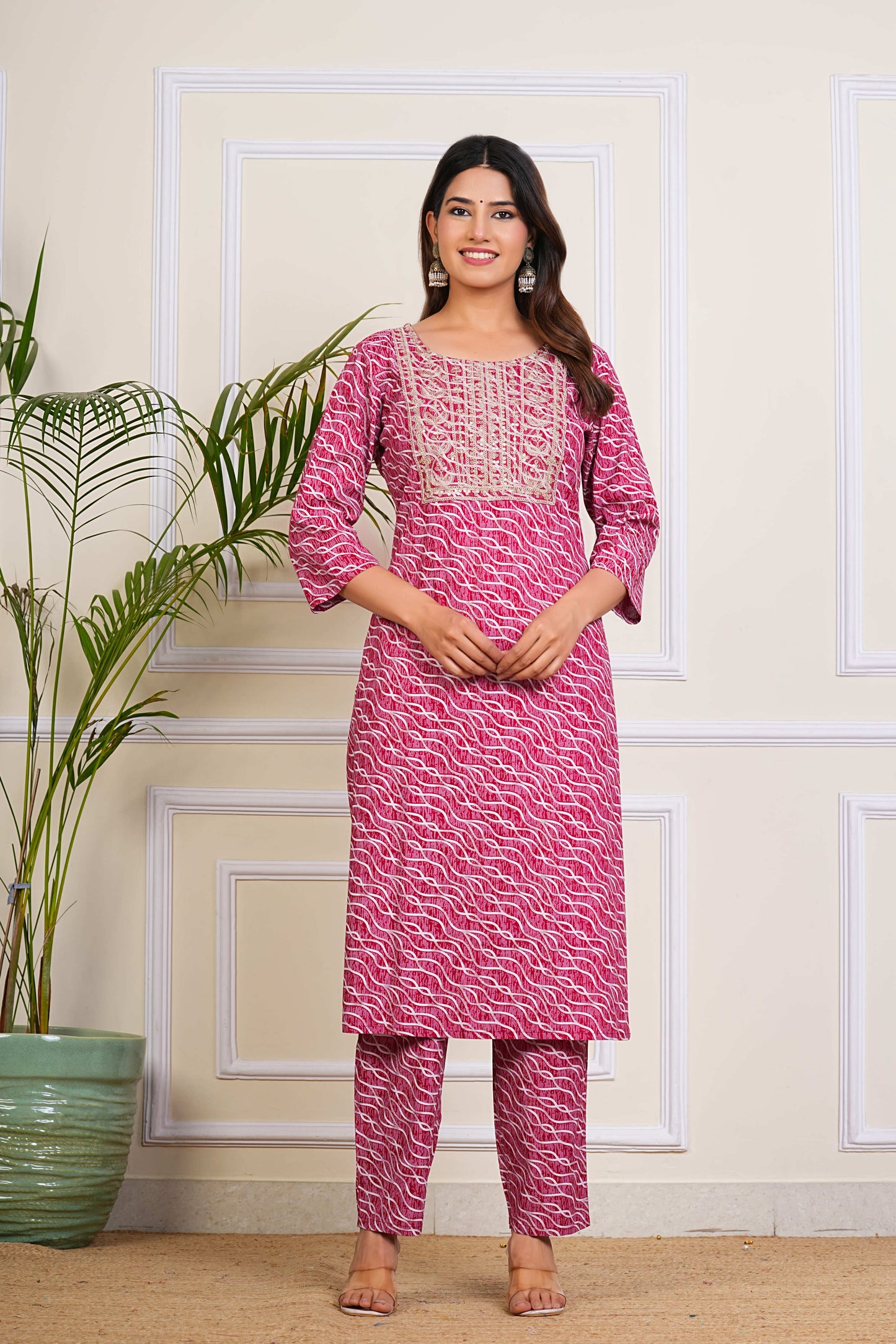 Red Wave Kurta Set