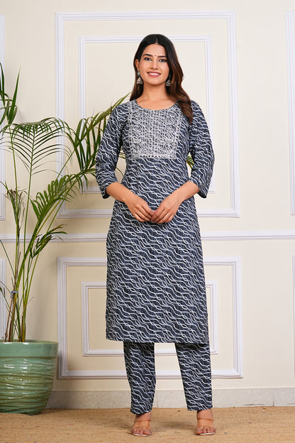 Midnight Waves Kurta Set